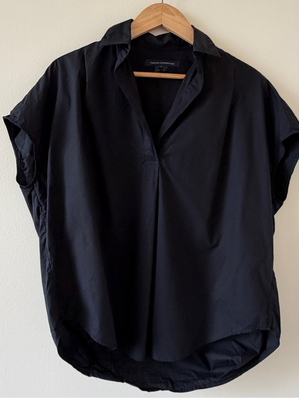 FRENCH CONNECTION Black Cele Rhodes Short Sleeve Poplin Shirt